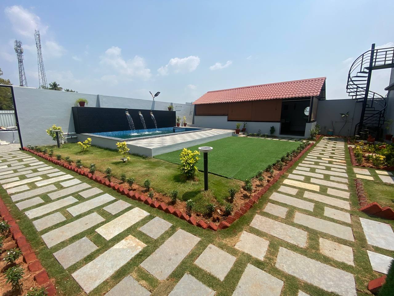 Sapthagiri Villa pool and campus